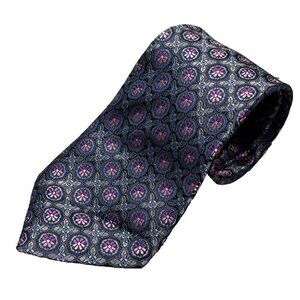 Haines & Bonner of London Tie 100% Silk Purple Woven Pattern 3.5"